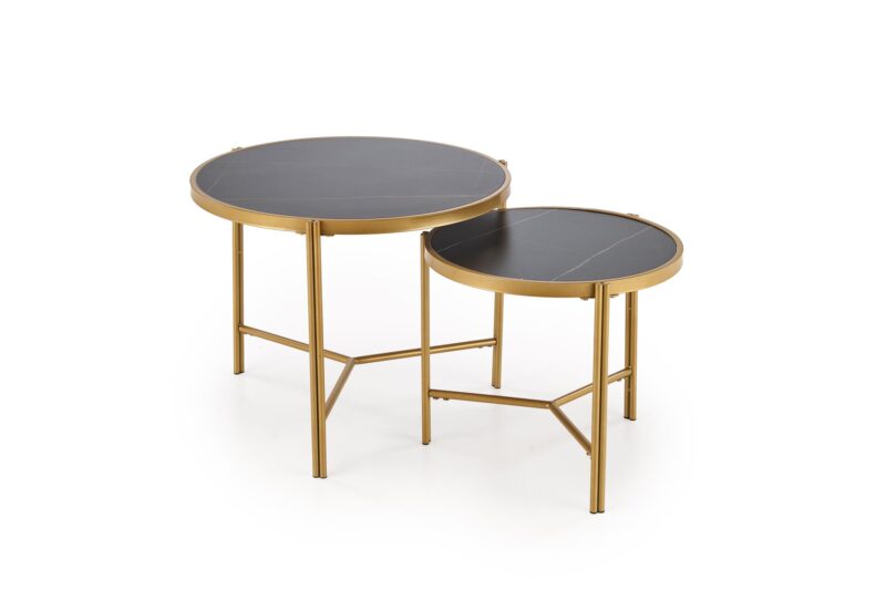 Kahvitablettikokonaisuus FATIMA, musta marmori / kulta