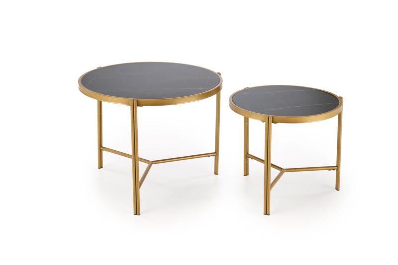 Kahvitablettikokonaisuus FATIMA, musta marmori / kulta