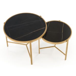 Kahvitablettikokonaisuus FATIMA, musta marmori / kulta