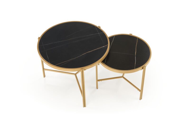 Kahvitablettikokonaisuus FATIMA, musta marmori / kulta