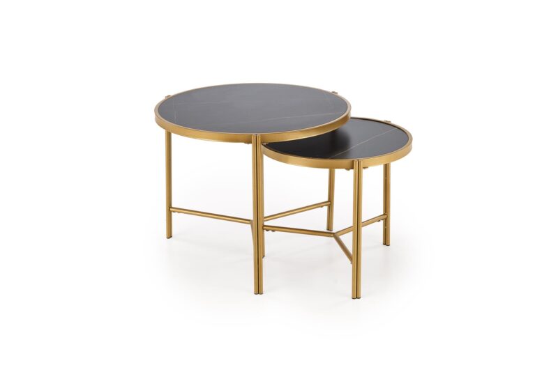 Kahvitablettikokonaisuus FATIMA, musta marmori / kulta