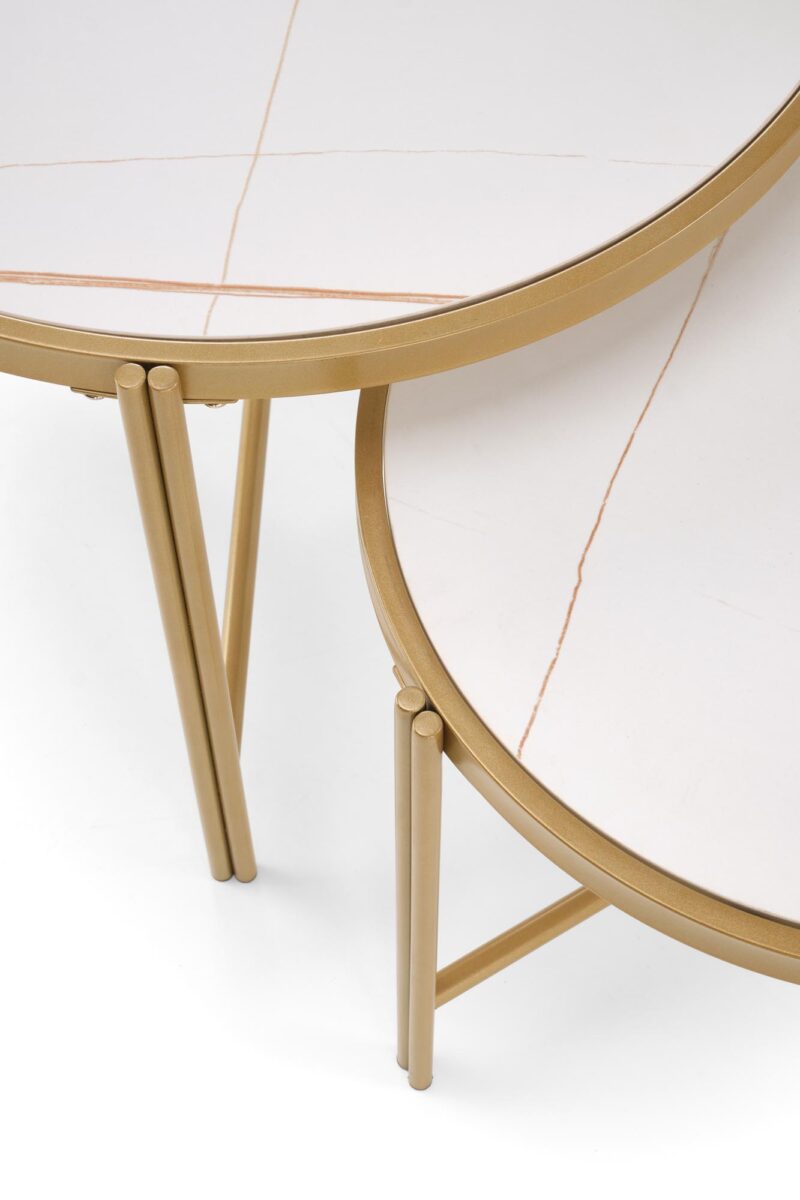 Kahvilatablettisarja FATIMA, valkoinen marmori / kulta