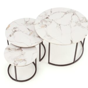 Kahvintason setti GILDA, valkoinen marmori / musta