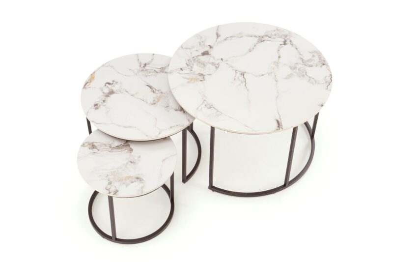 Kahvintason setti GILDA, valkoinen marmori / musta