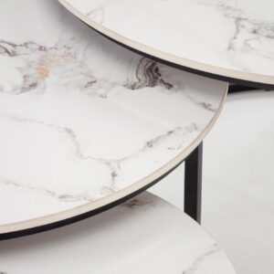 Kahvintason setti GILDA, valkoinen marmori / musta