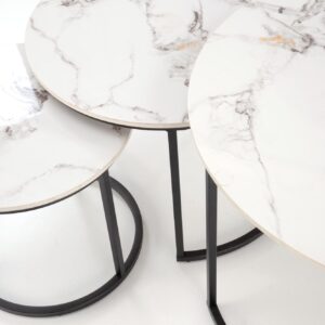 Kahvintason setti GILDA, valkoinen marmori / musta