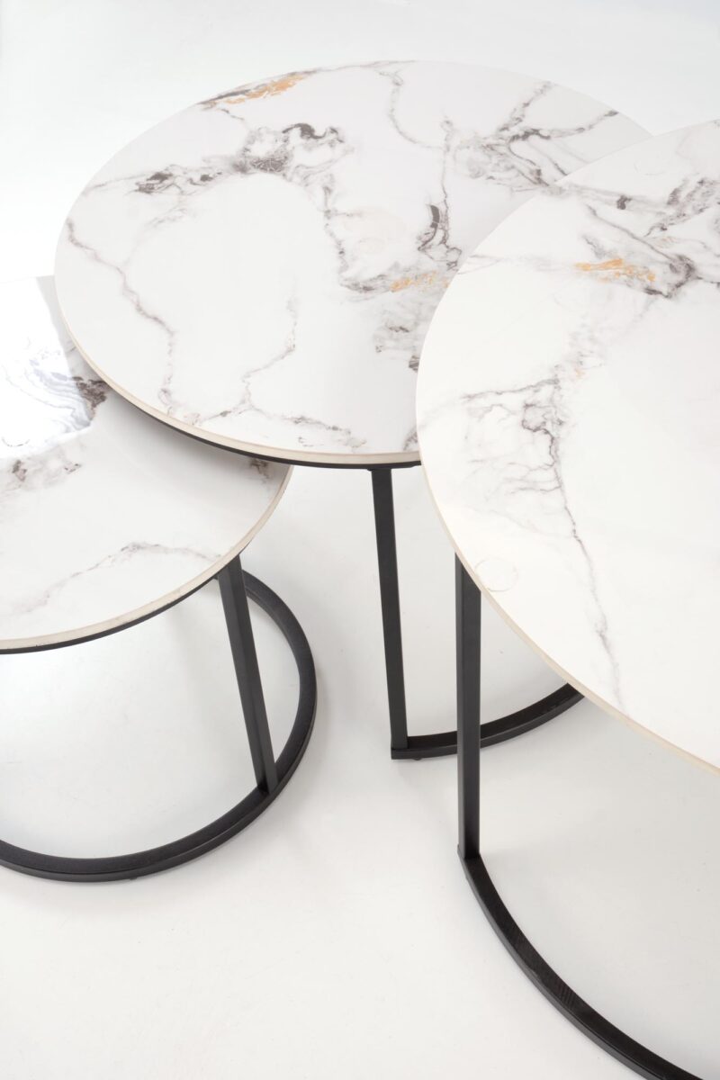 Kahvintason setti GILDA, valkoinen marmori / musta