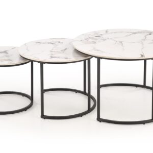 Kahvintason setti GILDA, valkoinen marmori / musta