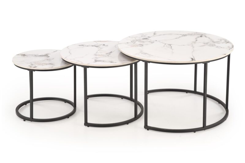 Kahvintason setti GILDA, valkoinen marmori / musta