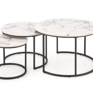 Kahvintason setti GILDA, valkoinen marmori / musta