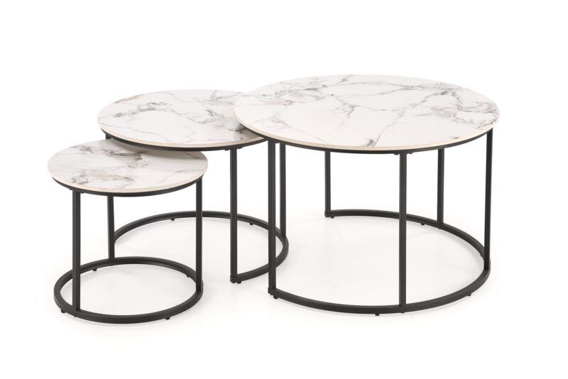 Kahvintason setti GILDA, valkoinen marmori / musta