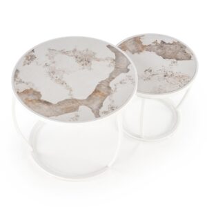 Kahvilatablettien komplekti INES, beige marmori / valkoinen