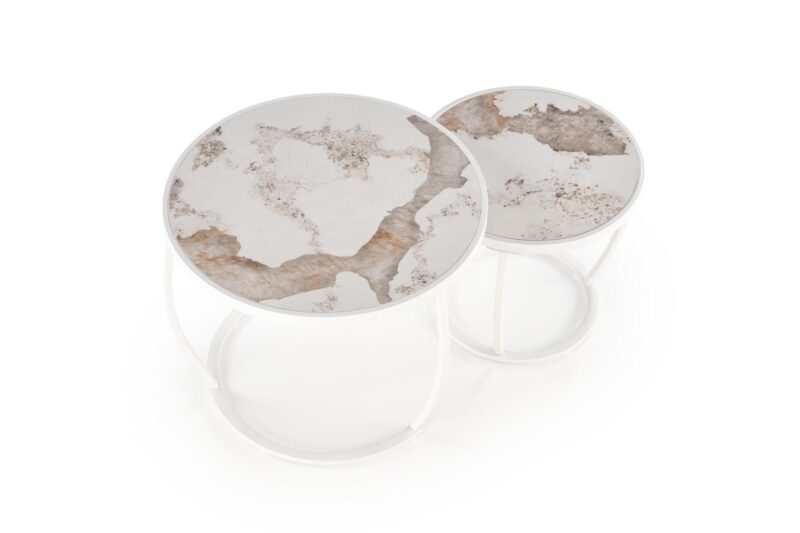 Kahvilatablettien komplekti INES, beige marmori / valkoinen