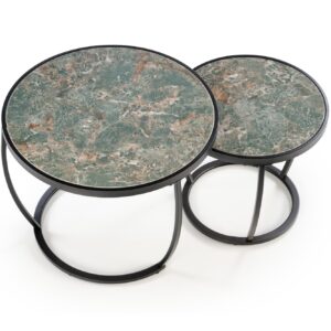 Kahvilapöytä INESA, vihreä marmori / musta