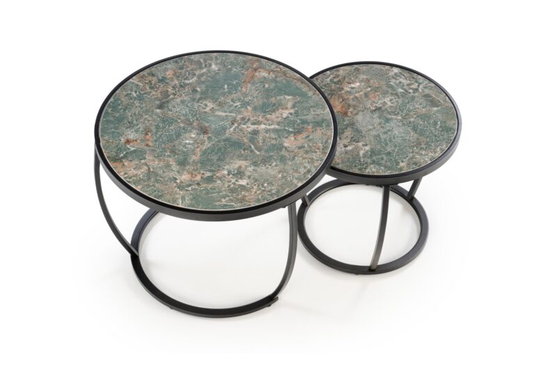 Kahvilapöytä INESA, vihreä marmori / musta