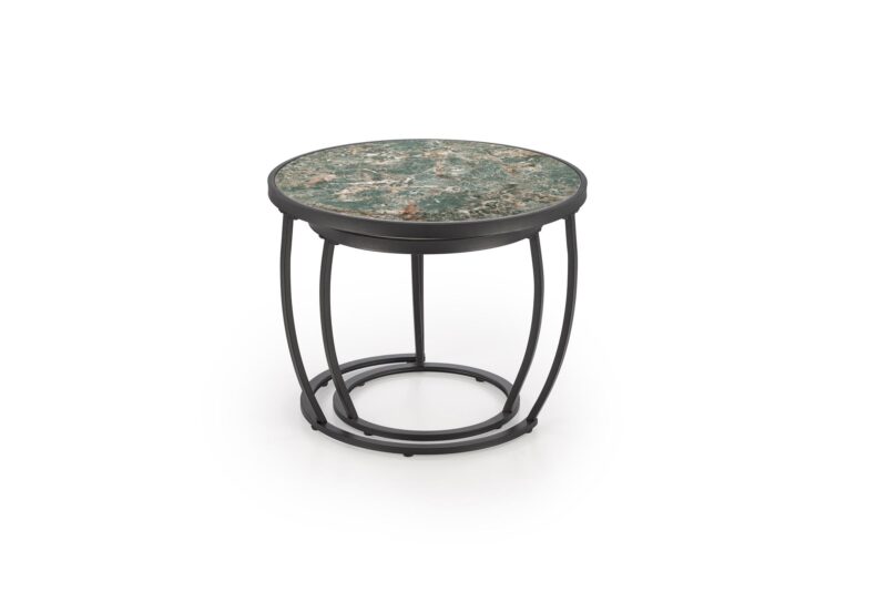 Kahvilapöytä INESA, vihreä marmori / musta