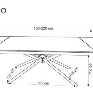 Laajennettava Ruokapöytä VITORINO, musta marmori