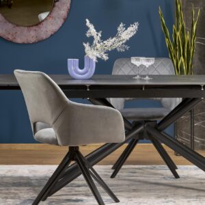 Laajennettava Ruokapöytä VITORINO, musta marmori