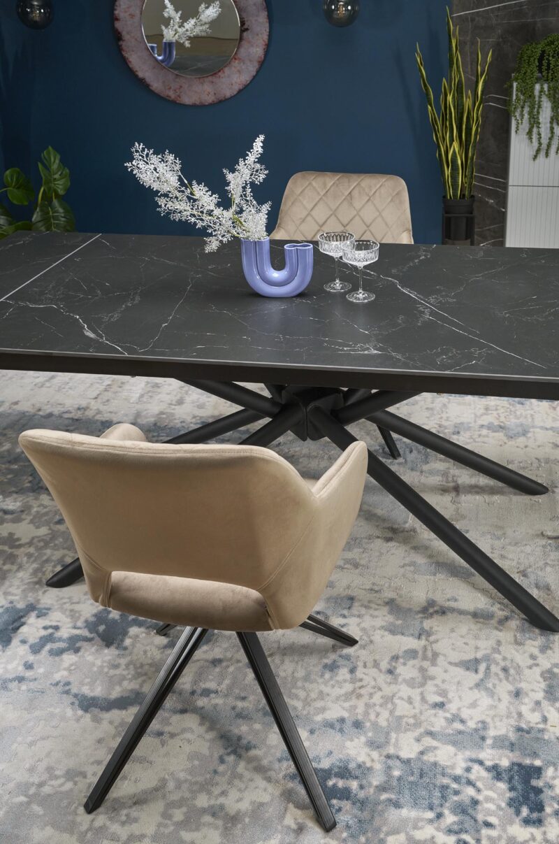 Laajennettava Ruokapöytä VITORINO, musta marmori