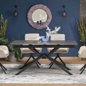 Laajennettava Ruokapöytä VITORINO, musta marmori