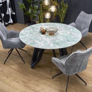 GIOVANI ruokapöytä, pyöreä / vihreä marmori / musta