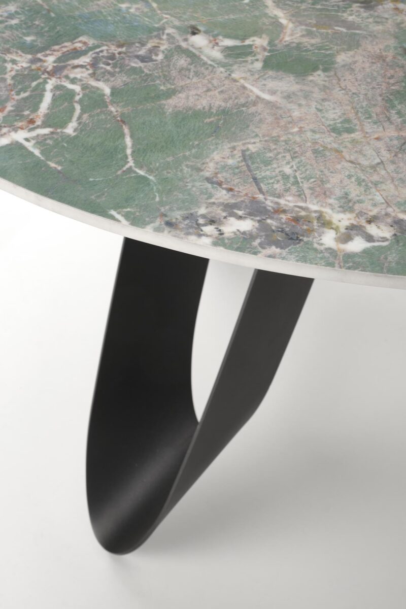 GIOVANI ruokapöytä, pyöreä / vihreä marmori / musta
