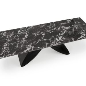 Ruokapöytä HILARON, musta marmori / musta