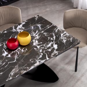 Ruokapöytä HILARON, musta marmori / musta