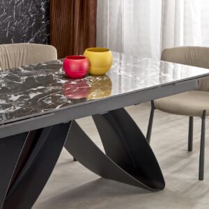 Ruokapöytä HILARON, musta marmori / musta