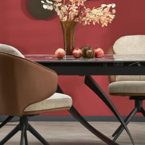 Ruokapöytä HILARON, musta marmori / musta