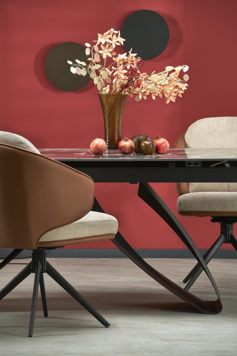 Ruokapöytä HILARON, musta marmori / musta