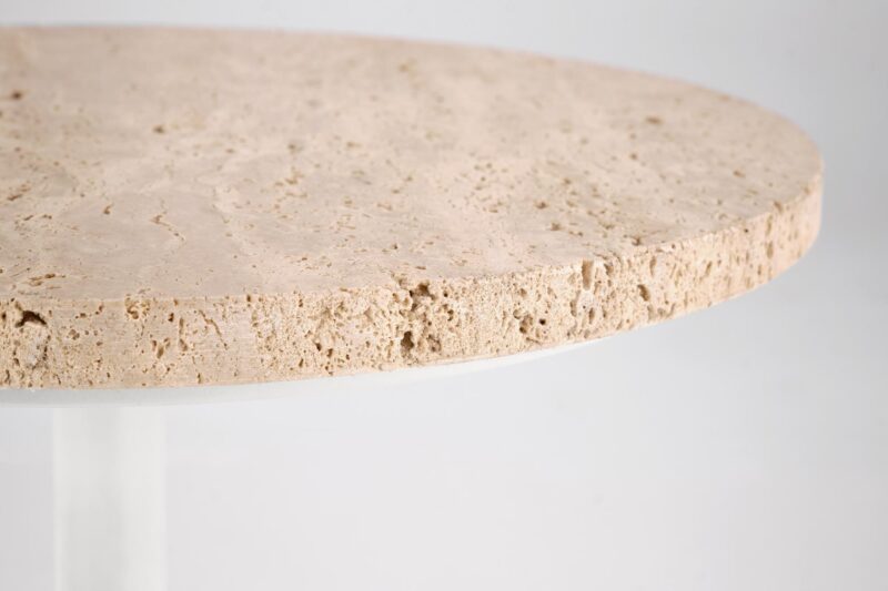 Kahvilapöytä TRAVON S, travertiini / valkoinen