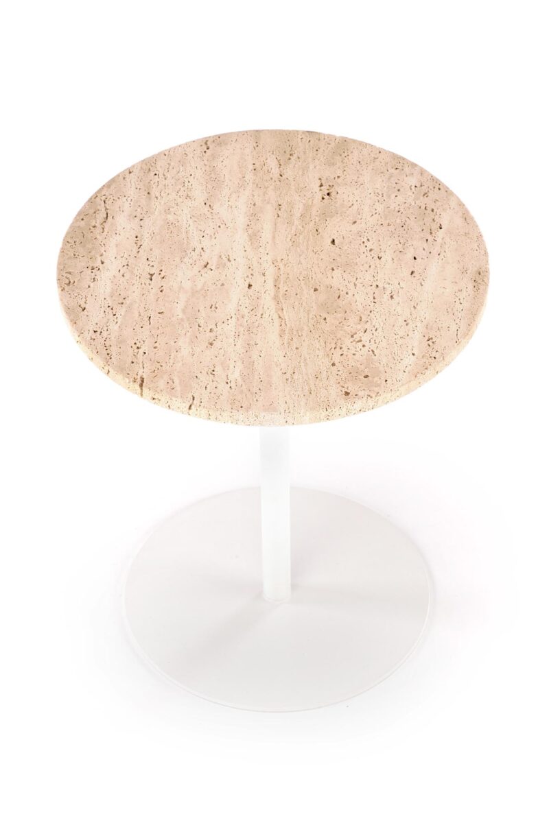 Kahvilapöytä TRAVON S, travertiini / valkoinen