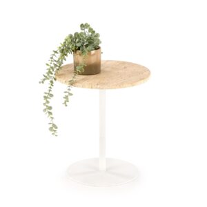 Kahvilapöytä TRAVON S, travertiini / valkoinen