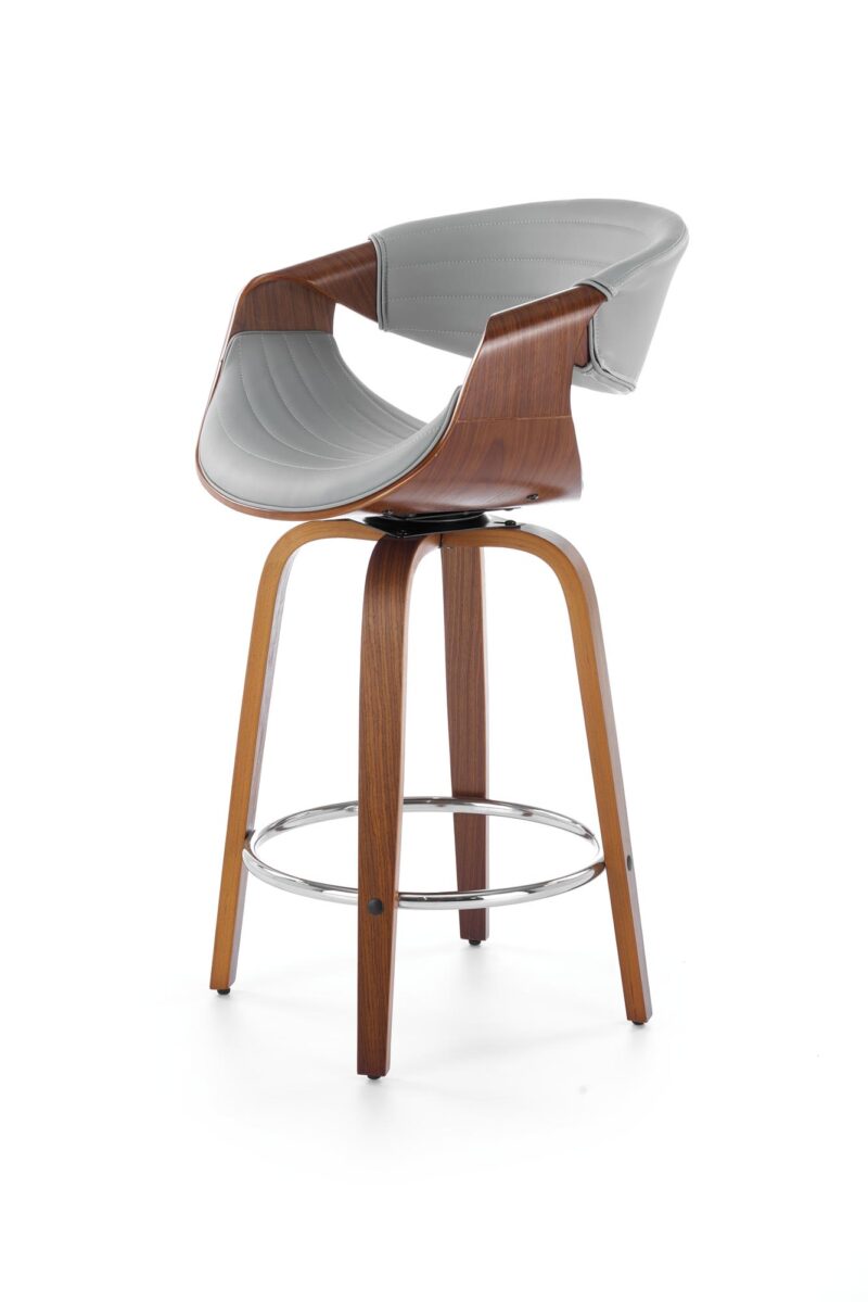 Baarituoli PEWEN, harmaa / pähkinä