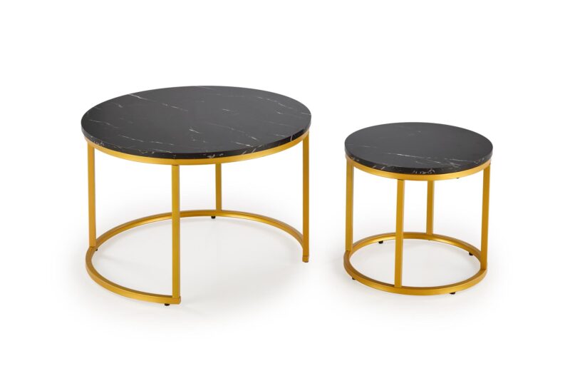 Kahvilapöytäsetti PAOLA 2, kultainen / musta marmori