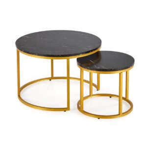 Kahvilapöytäsetti PAOLA 2, kultainen / musta marmori