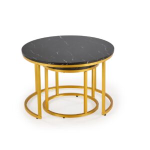 Kahvilapöytäsetti PAOLA 2, kultainen / musta marmori