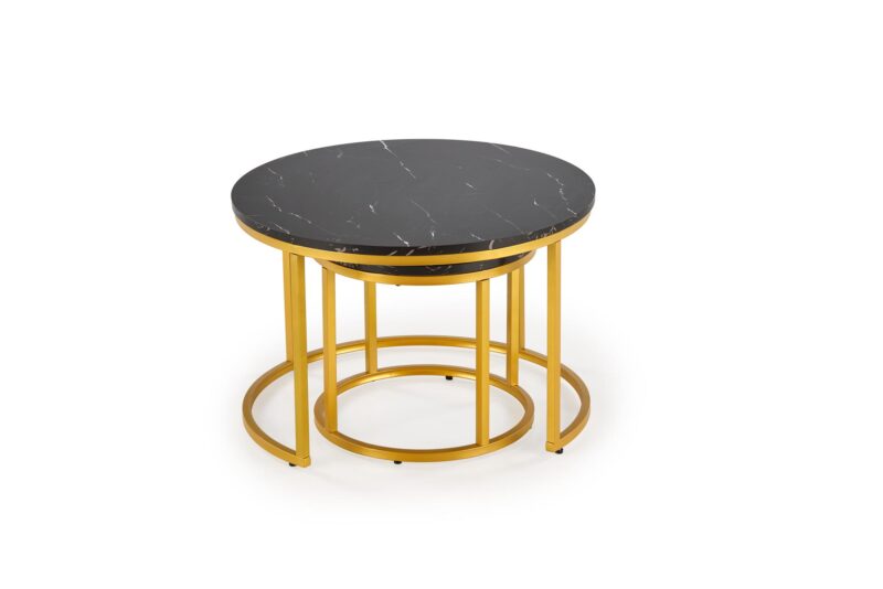 Kahvilapöytäsetti PAOLA 2, kultainen / musta marmori