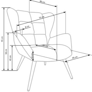 Tyron nojatuoli, musta