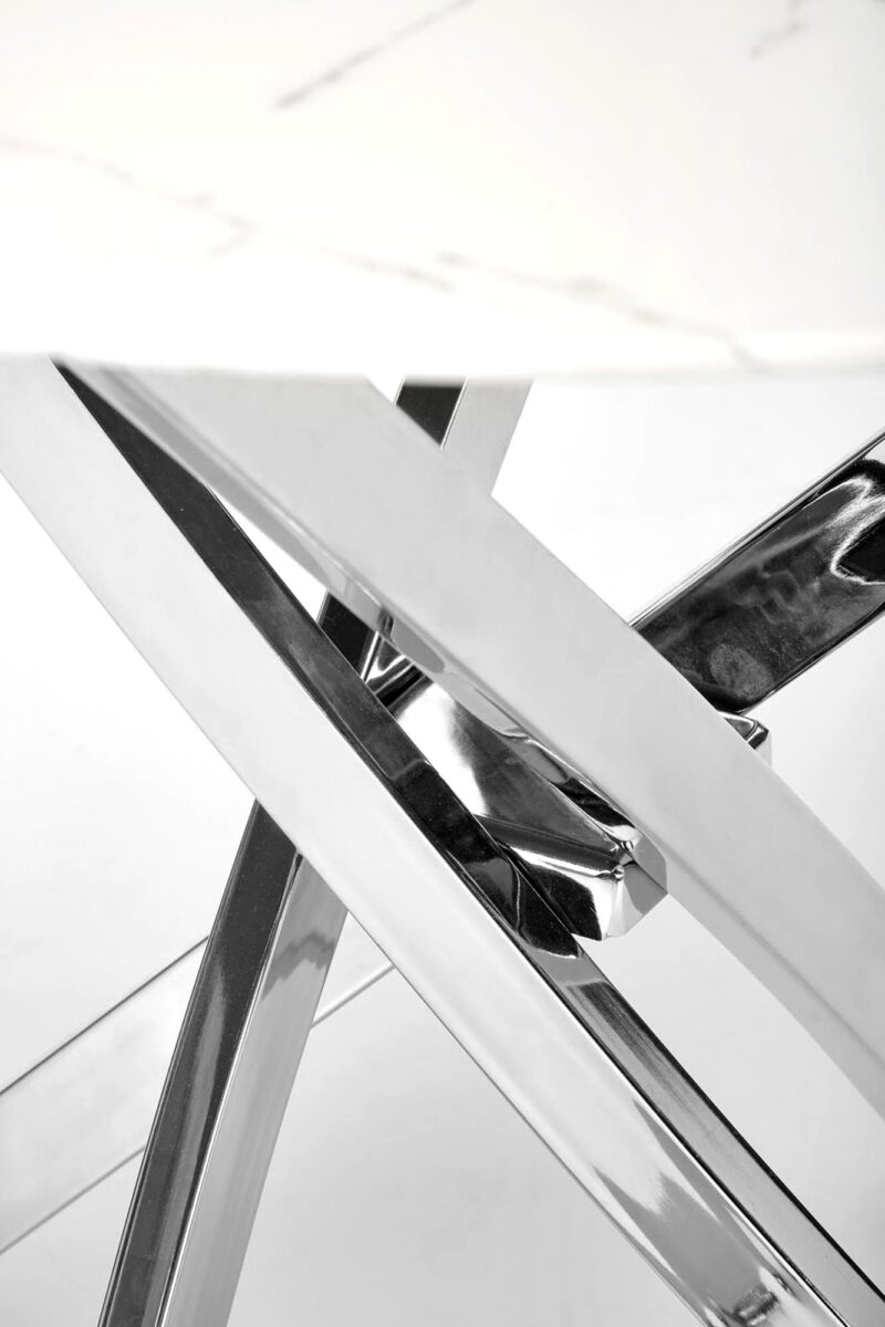 Ruokapöytä RAIMOND, valkoinen marmor / hopea