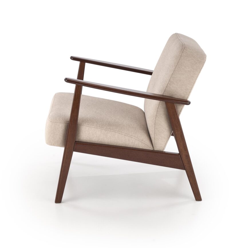 Nojatuoli MILAVOR 1S, beige / tumma pähkinä