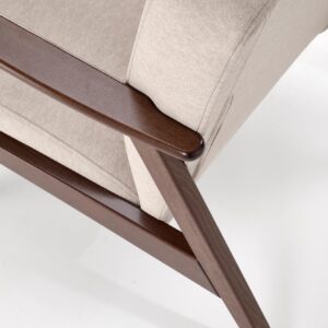 Nojatuoli MILAVOR 1S, beige / tumma pähkinä