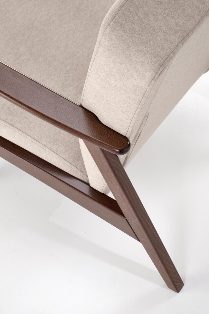 Nojatuoli MILAVOR 1S, beige / tumma pähkinä