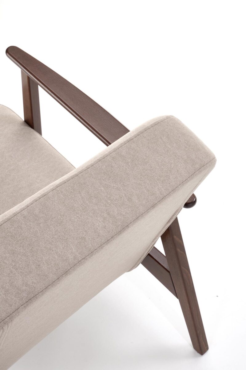 Nojatuoli MILAVOR 1S, beige / tumma pähkinä