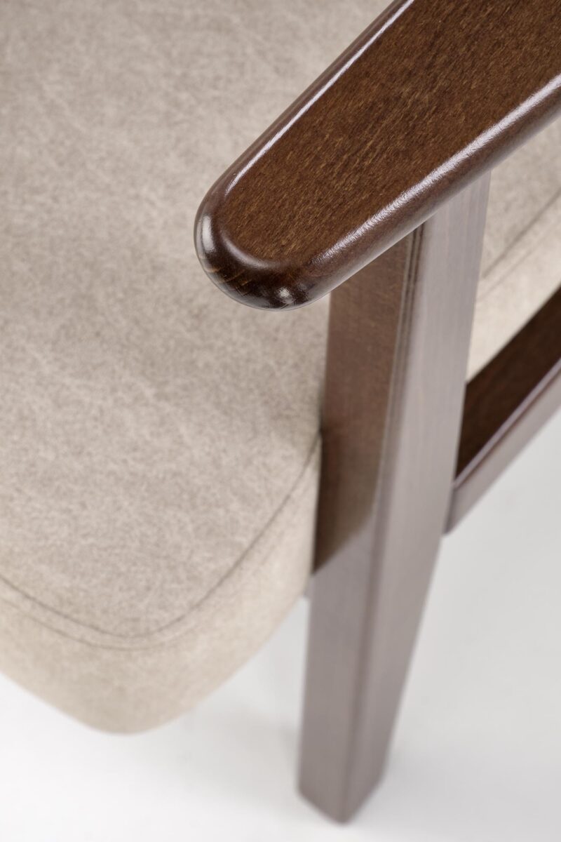 Nojatuoli MILAVOR 1S, beige / tumma pähkinä