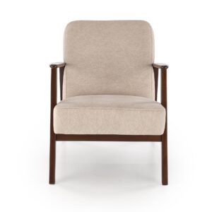 Nojatuoli MILAVOR 1S, beige / tumma pähkinä