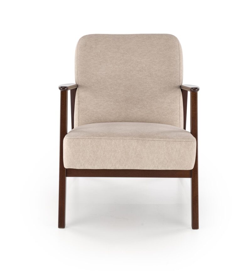 Nojatuoli MILAVOR 1S, beige / tumma pähkinä