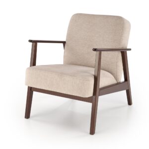 Nojatuoli MILAVOR 1S, beige / tumma pähkinä