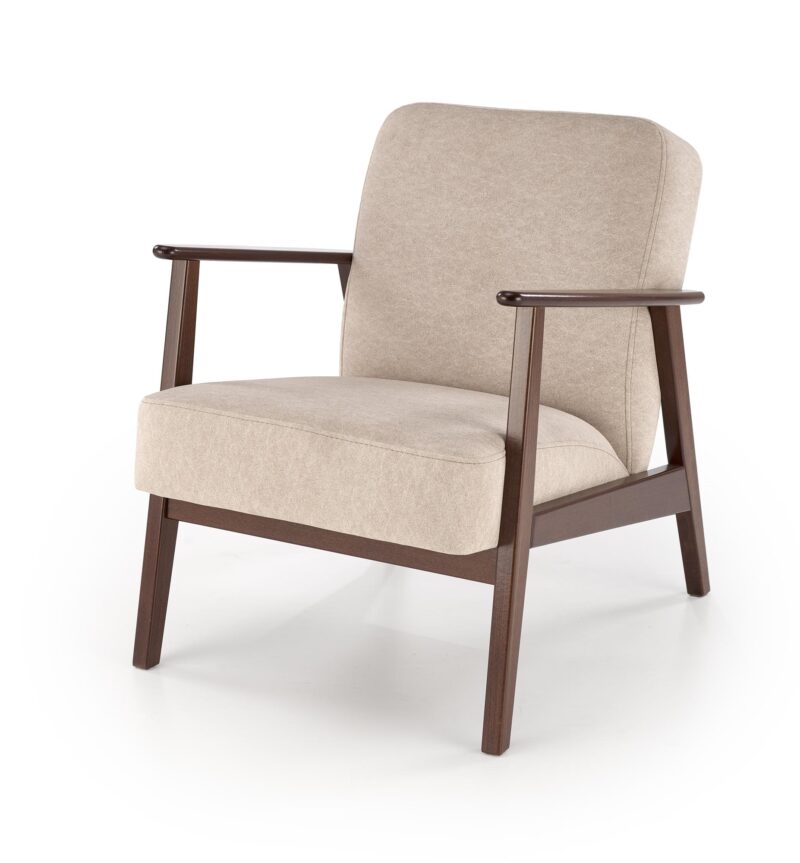 Nojatuoli MILAVOR 1S, beige / tumma pähkinä